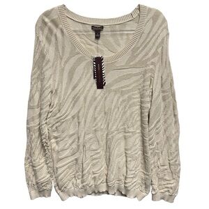 NEW Dana Buchman Thick Knit Tiger Textured Sweater Pullover